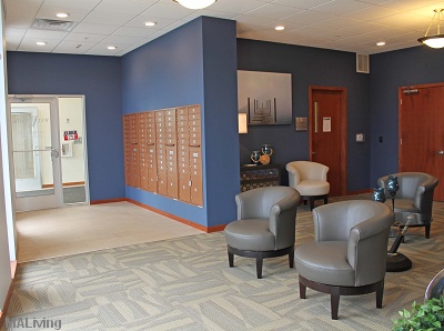 Watermark Lofts - Lobby Area with Mailboxes and Seating